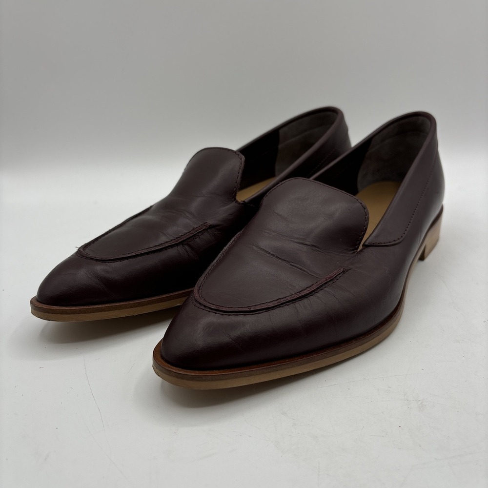 Everlane The Modern Loafer Shoe Women's Size 8 Burgundy Almond Toe Italy Leather
